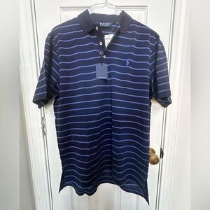 NWT Ralph Lauren Men's Dark Blue Striped Polo Golf Shirt
